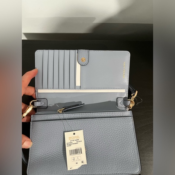 Michael Kors Womens Jet Set Charm Small Phone Crossbody | pale blue - Picture 6 of 6